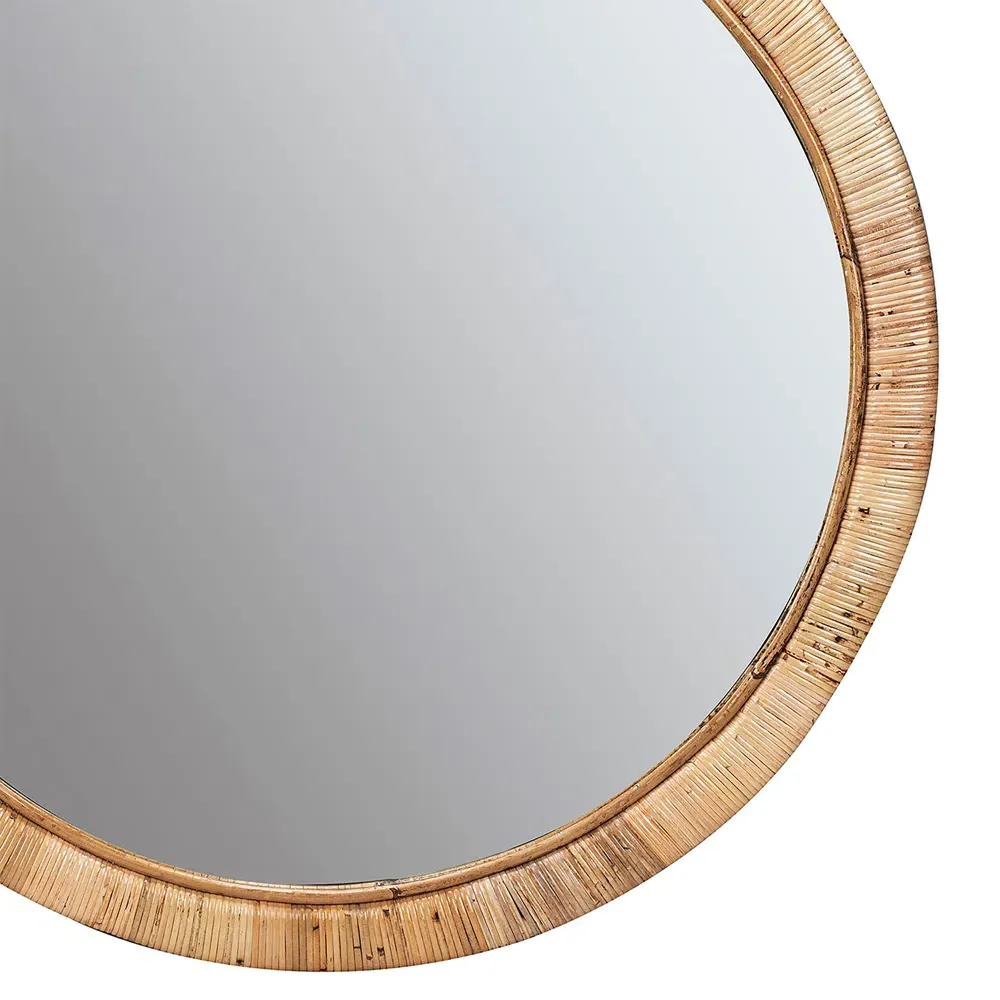 Stevie Round Wall Mirror - Natural, Rattan