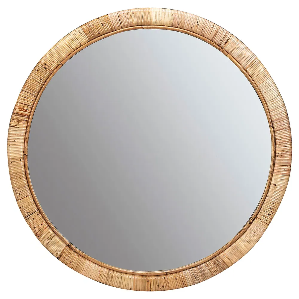 Stevie Round Wall Mirror - Natural, Rattan