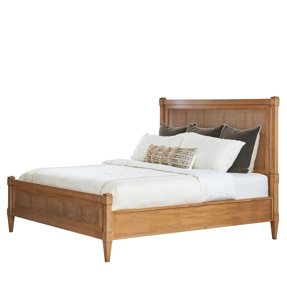 Strand Cal King Size Canopy Bed - Brown, Woven Cane