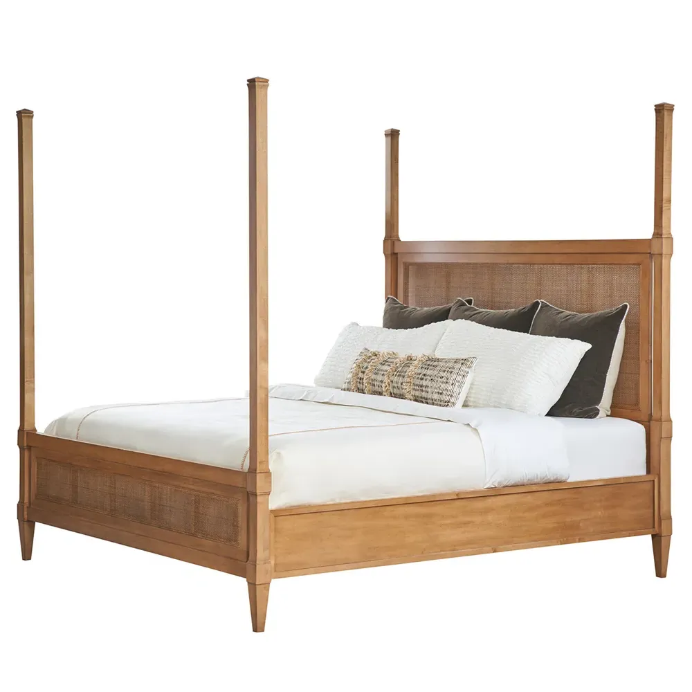 Strand King Size Canopy Bed - Brown, Woven Cane