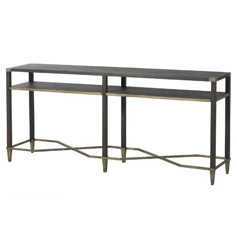 Sue Console Table with Storage - Brown, Oak Wood