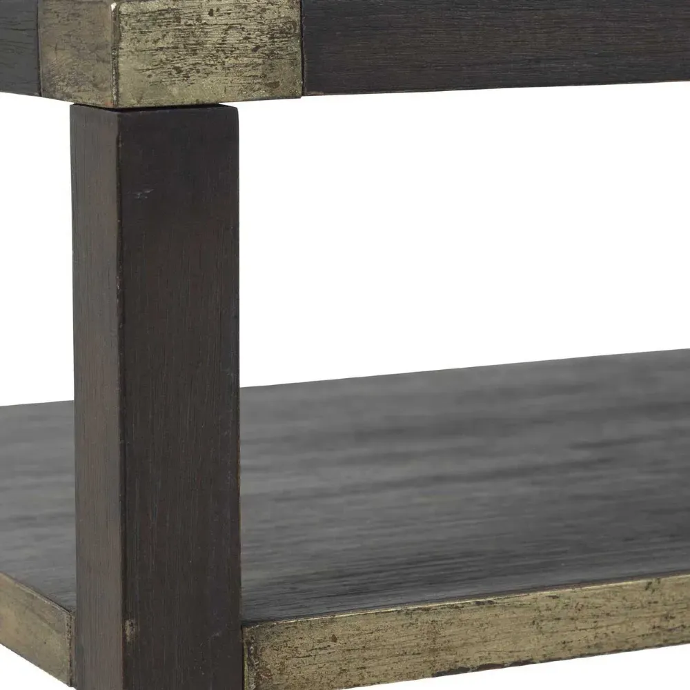 Sue Console Table with Storage - Brown, Oak Wood
