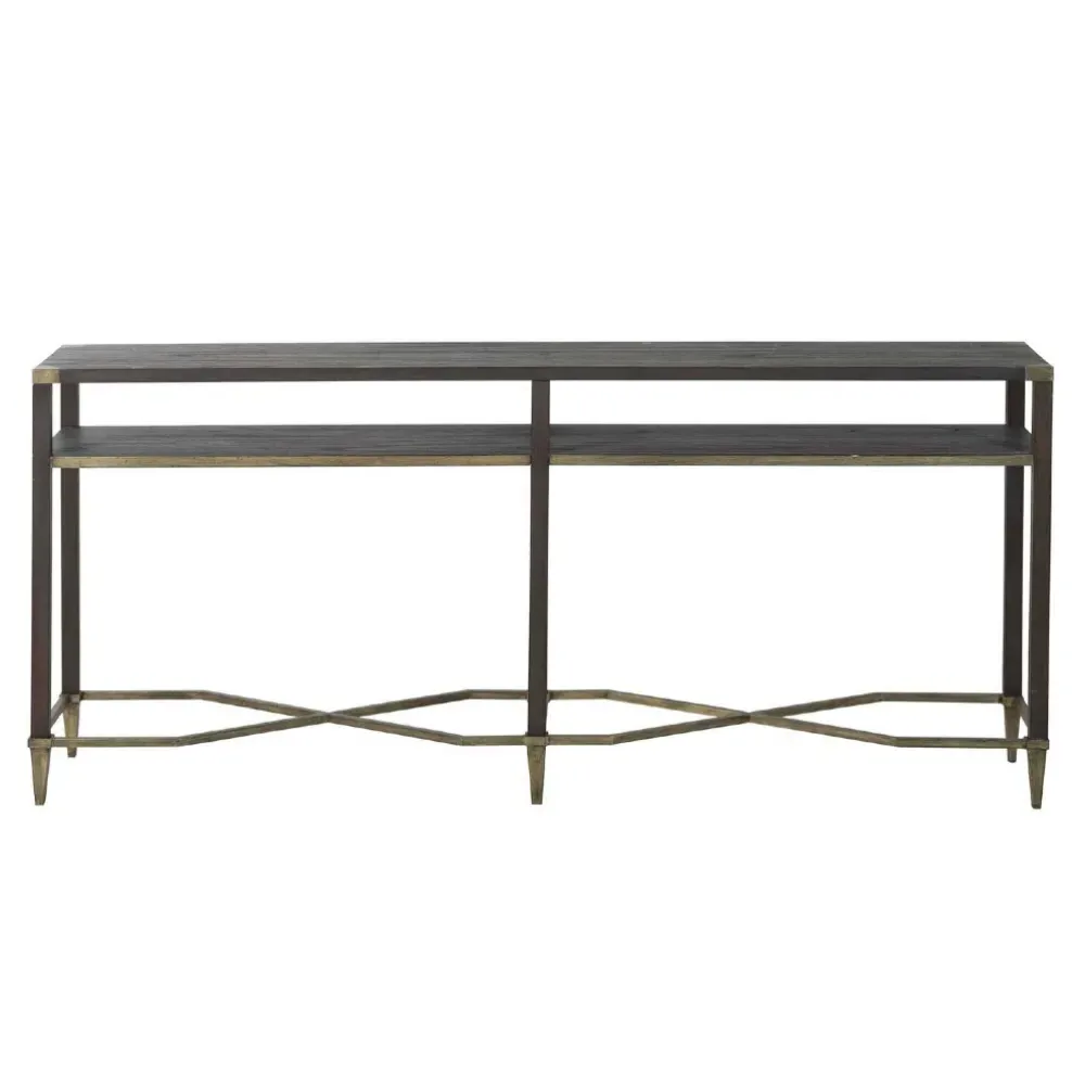 Sue Console Table with Storage - Brown, Oak Wood