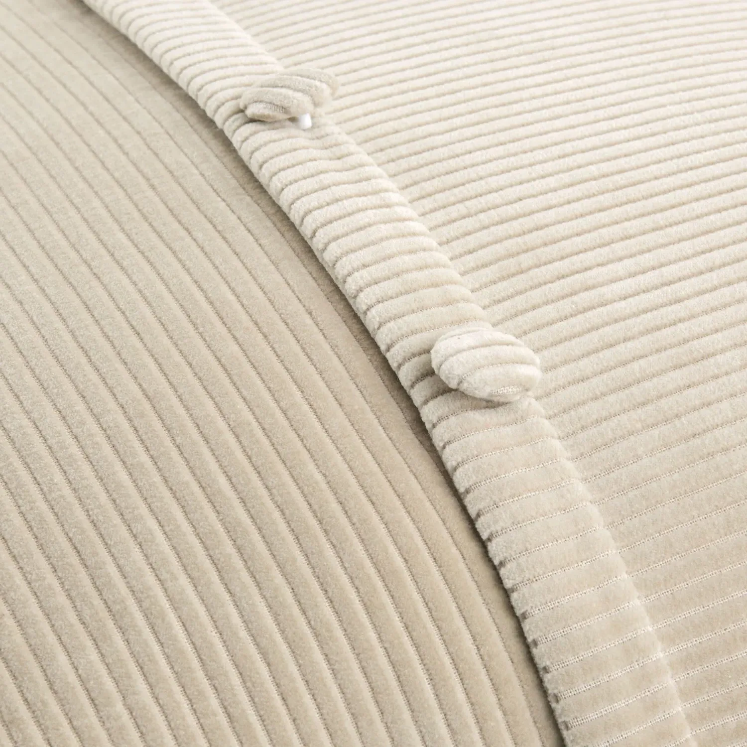 Sullie Buttoned Throw Pillow - Light Beige, Velvet