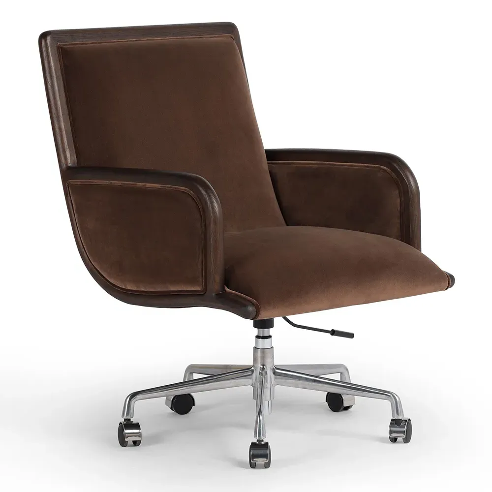 Sullivan Adjustable Swivel Office Chair - Brown, Aluminum