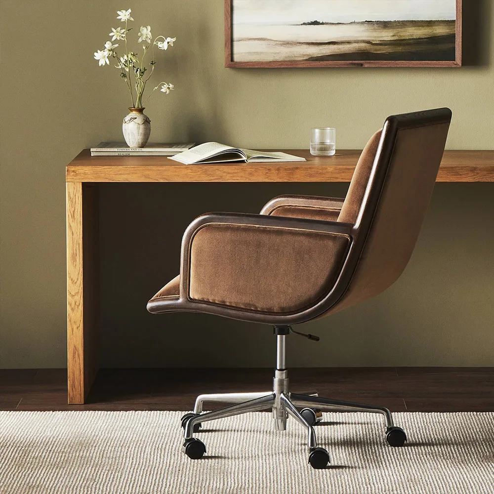 Sullivan Adjustable Swivel Office Chair - Brown, Aluminum