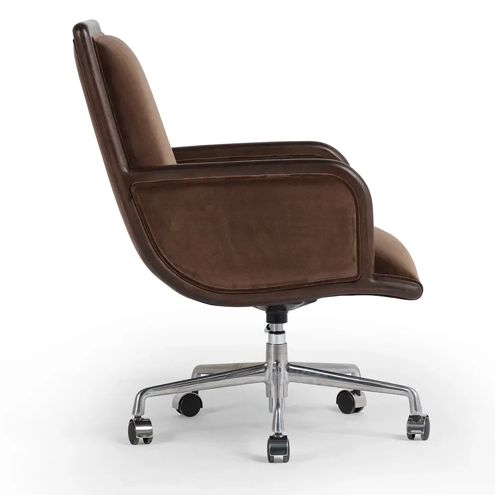 Sullivan Adjustable Swivel Office Chair - Brown, Aluminum