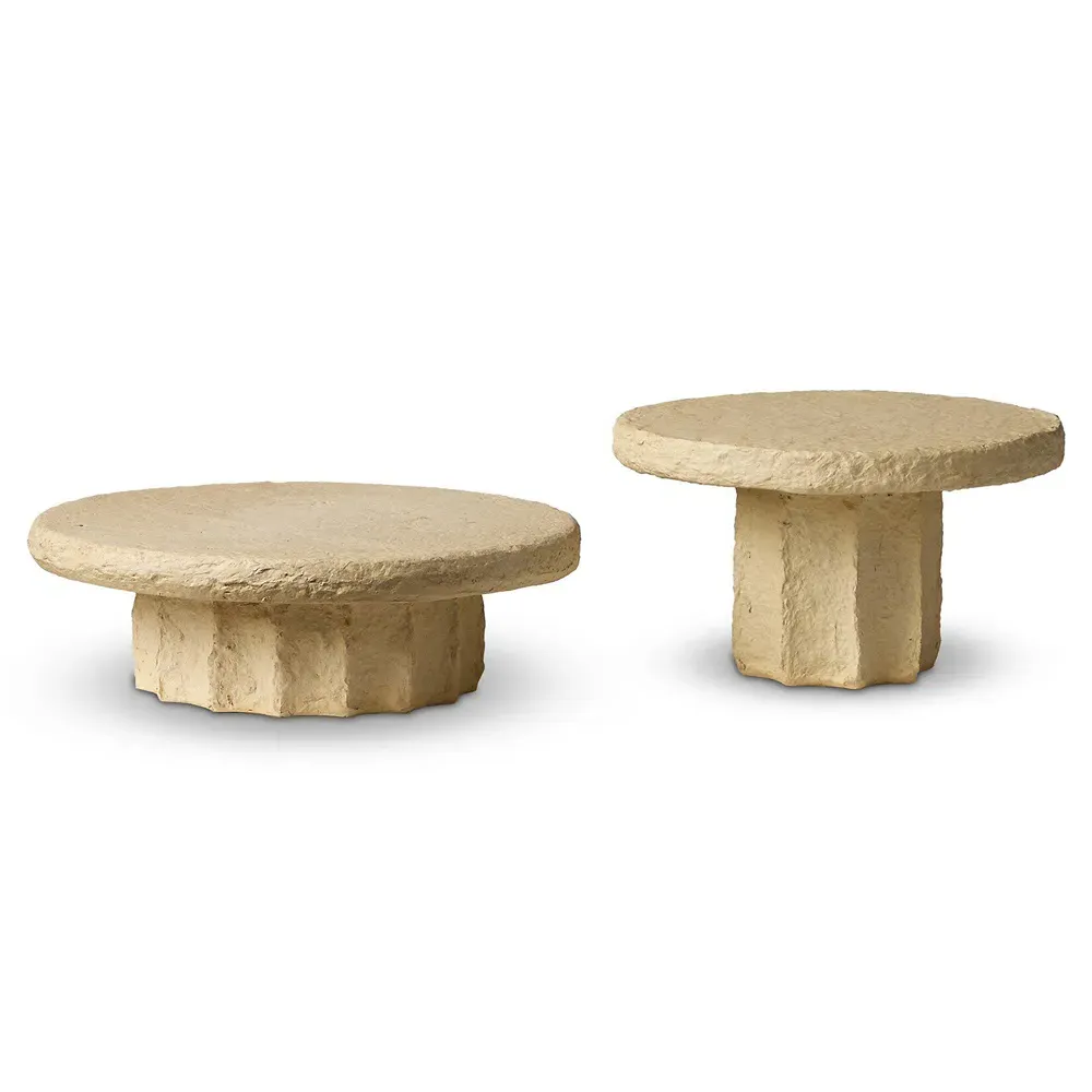 Sumba Paper Mache Pedestal Set - Beige