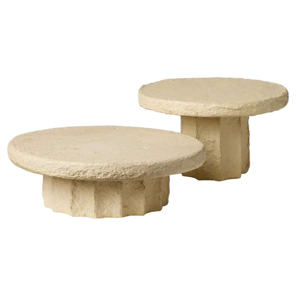 Sumba Paper Mache Pedestal Set - Beige image