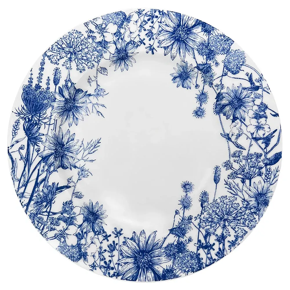 Summer Blues French Country Floral Dinner Plate - White