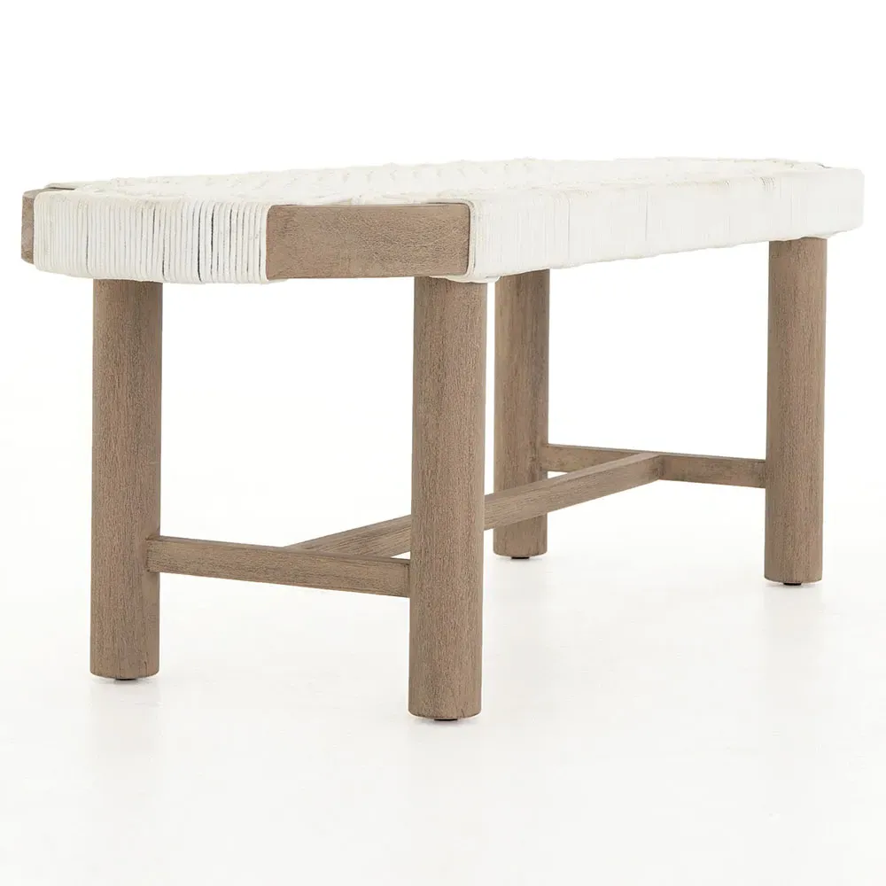 Summer Oval Outdoor Bench - White, Teak