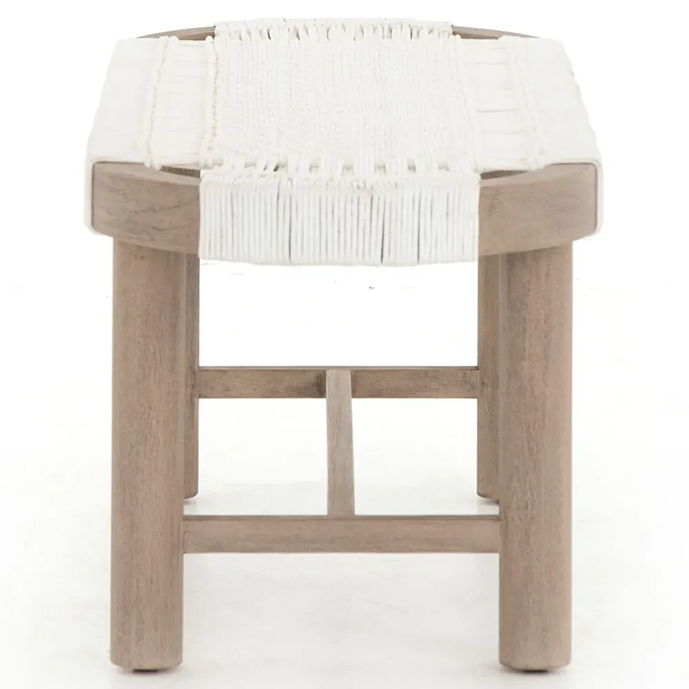 Summer Oval Outdoor Bench - White, Teak