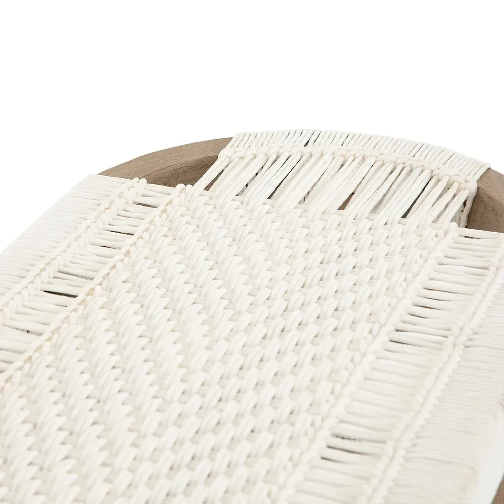 Summer Oval Outdoor Bench - White, Teak