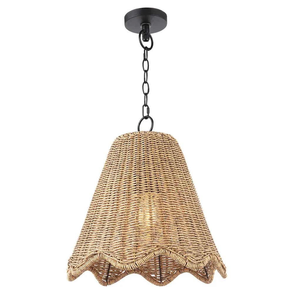 Summer Small Woven Rattan Shade Outdoor Pendant - Brown image