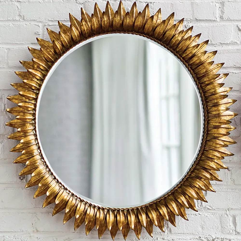 Sun Flower Round Wall Mirror - Gold Leaf, Steel