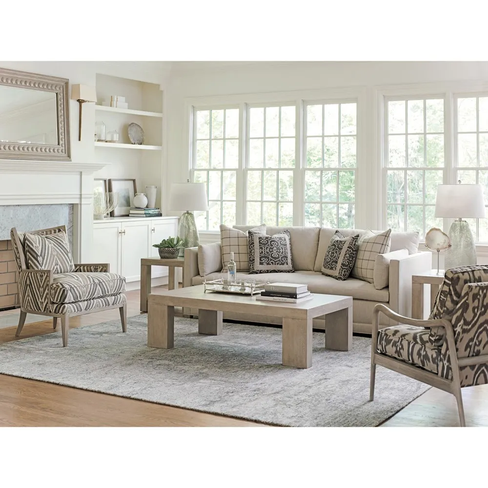 Surfrider Square Side Table - Beige, Hickory Wood