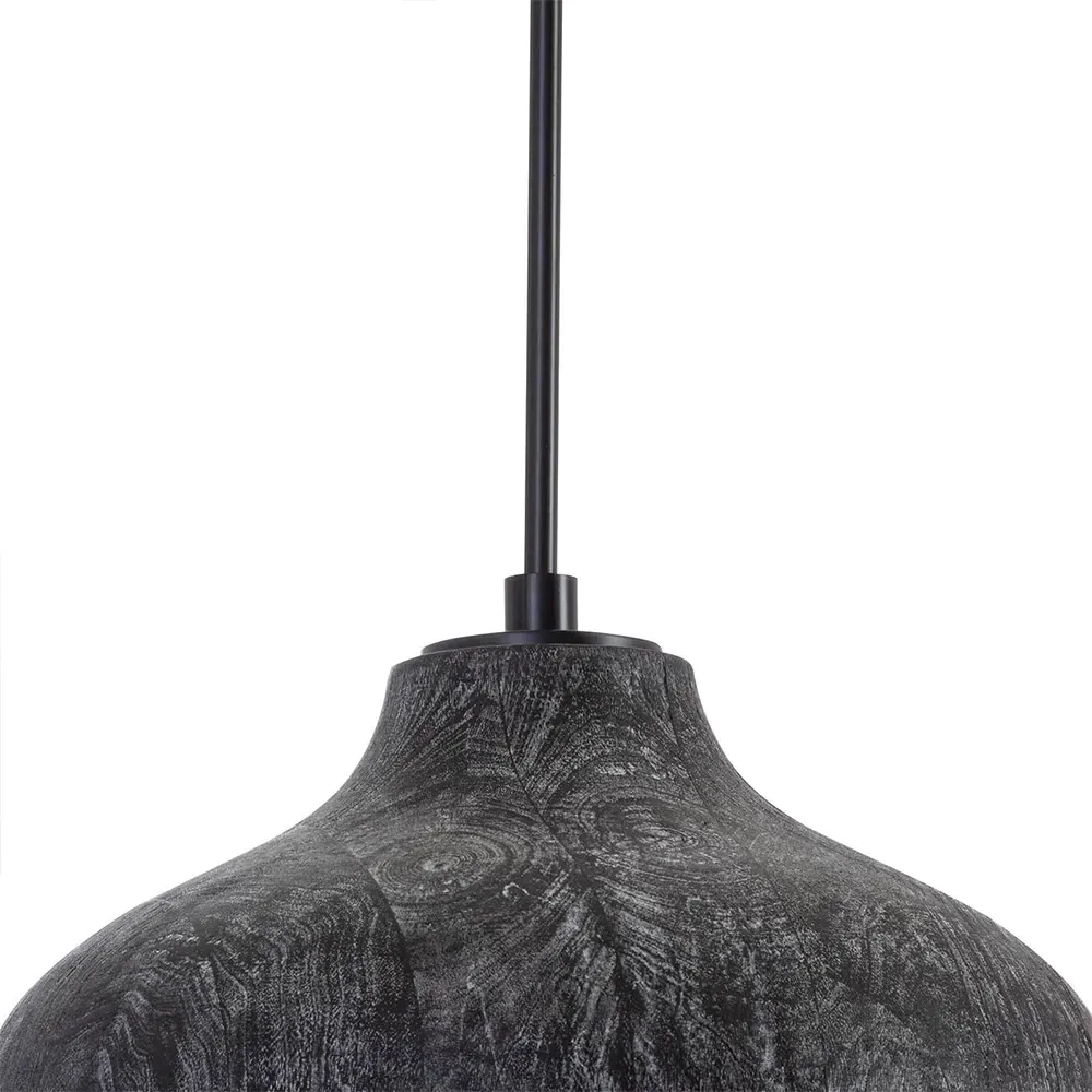 Surfside Birch Wood Pendant Light - Black