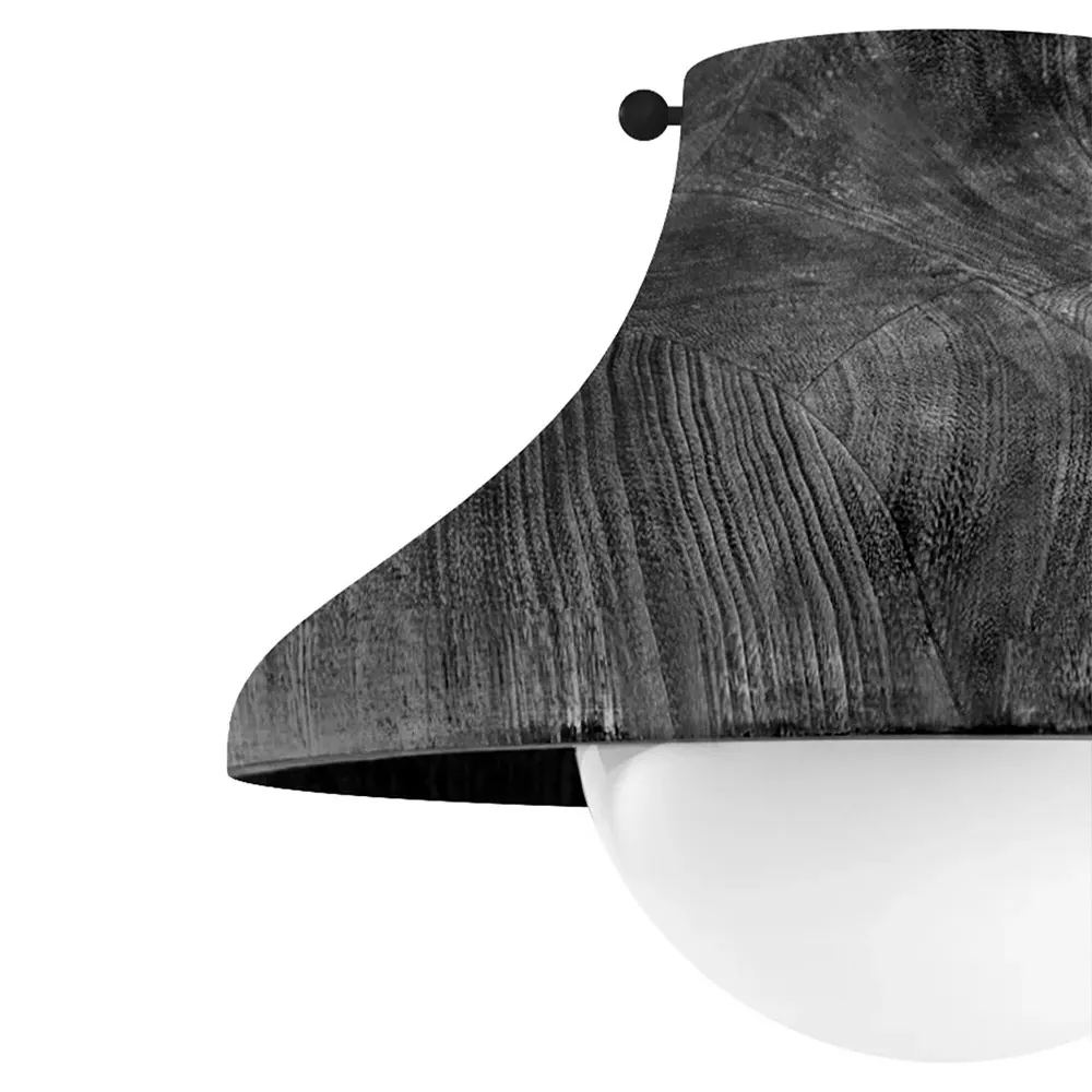 Surfside Flush Mount Light - Black, Birch Wood
