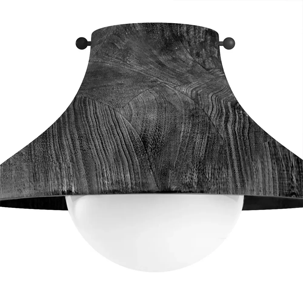 Surfside Flush Mount Light - Black, Birch Wood