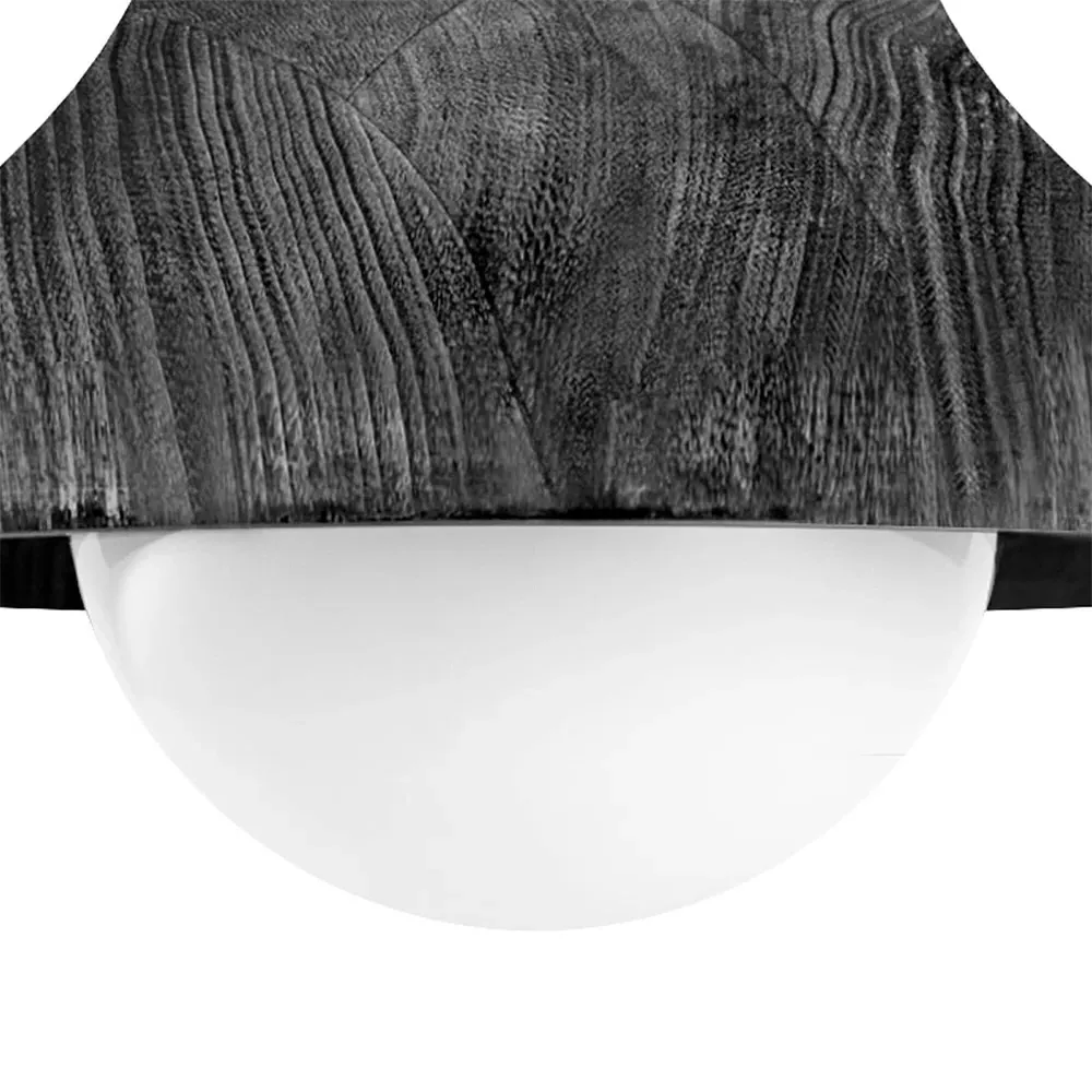 Surfside Flush Mount Light - Black, Birch Wood