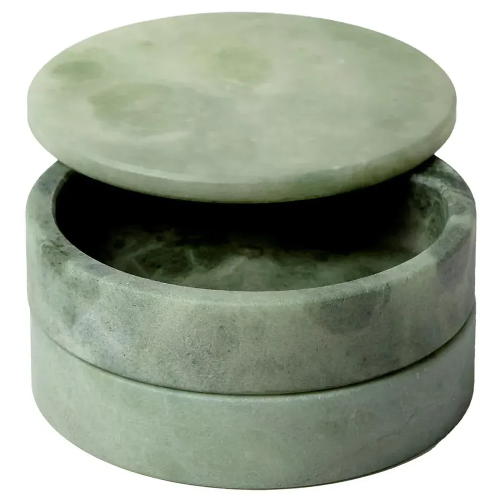 Suri Round Swivel Decorative Box - Green, Alabaster