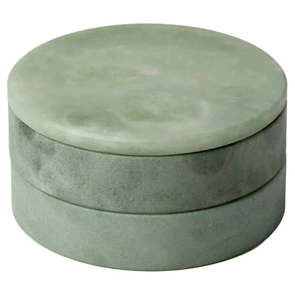 Suri Round Swivel Decorative Box - Green, Alabaster image