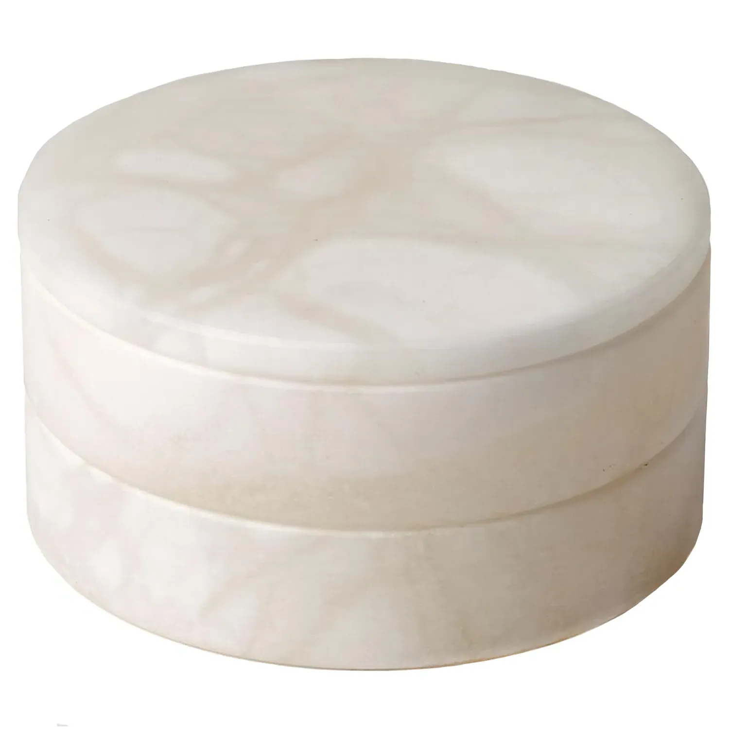 Suri Round Swivel Decorative Box - White, Alabaster