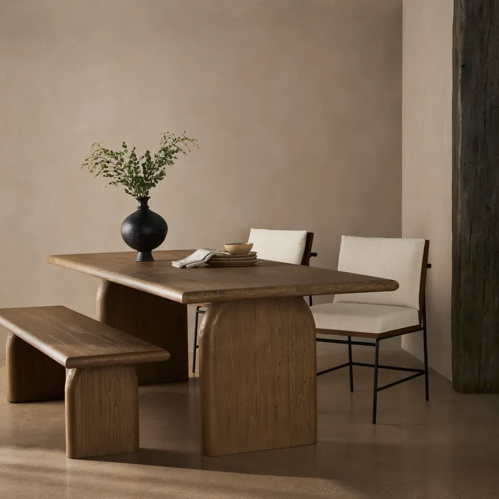 Suriya Rectangular Double Pedestal Dining Table - Brown, Wood