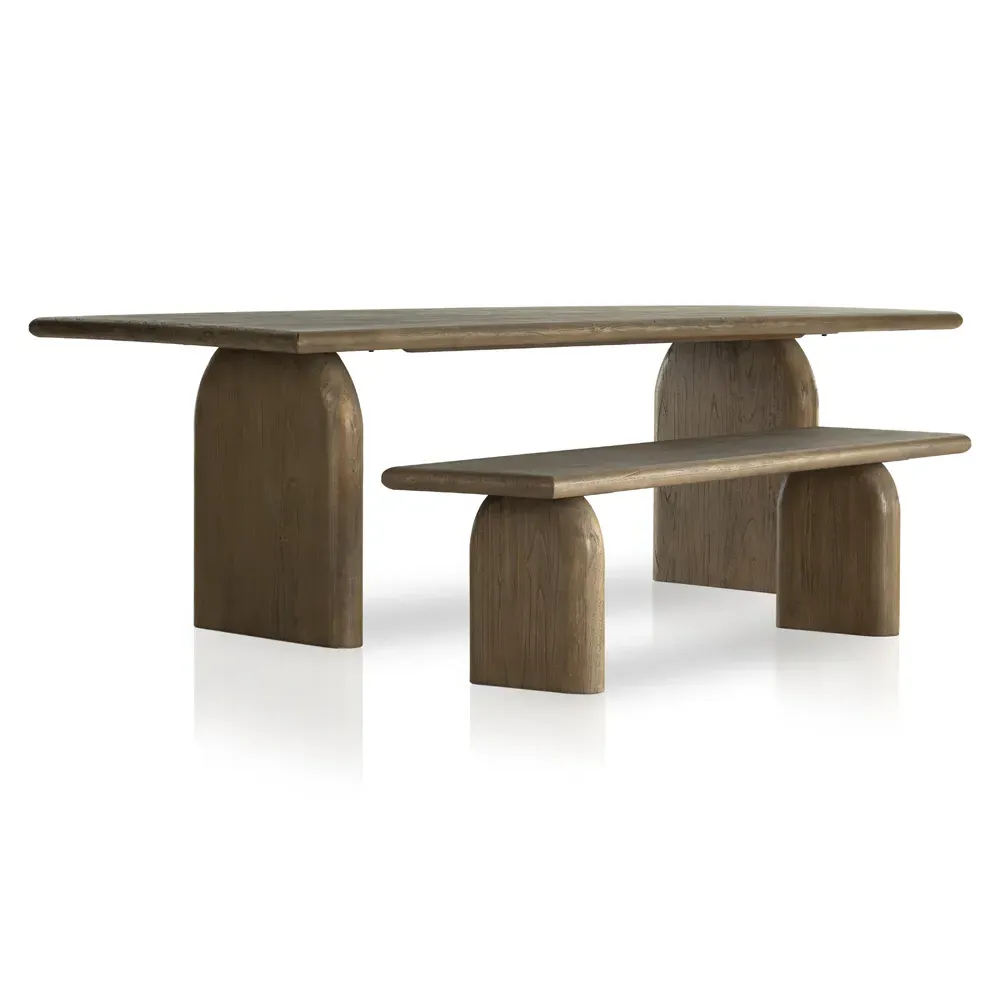 Suriya Rectangular Double Pedestal Dining Table - Brown, Wood