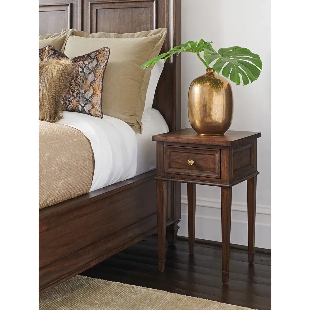 Surrey 1 Drawer Nightstand with Tapered Legs - Brown, Walnut