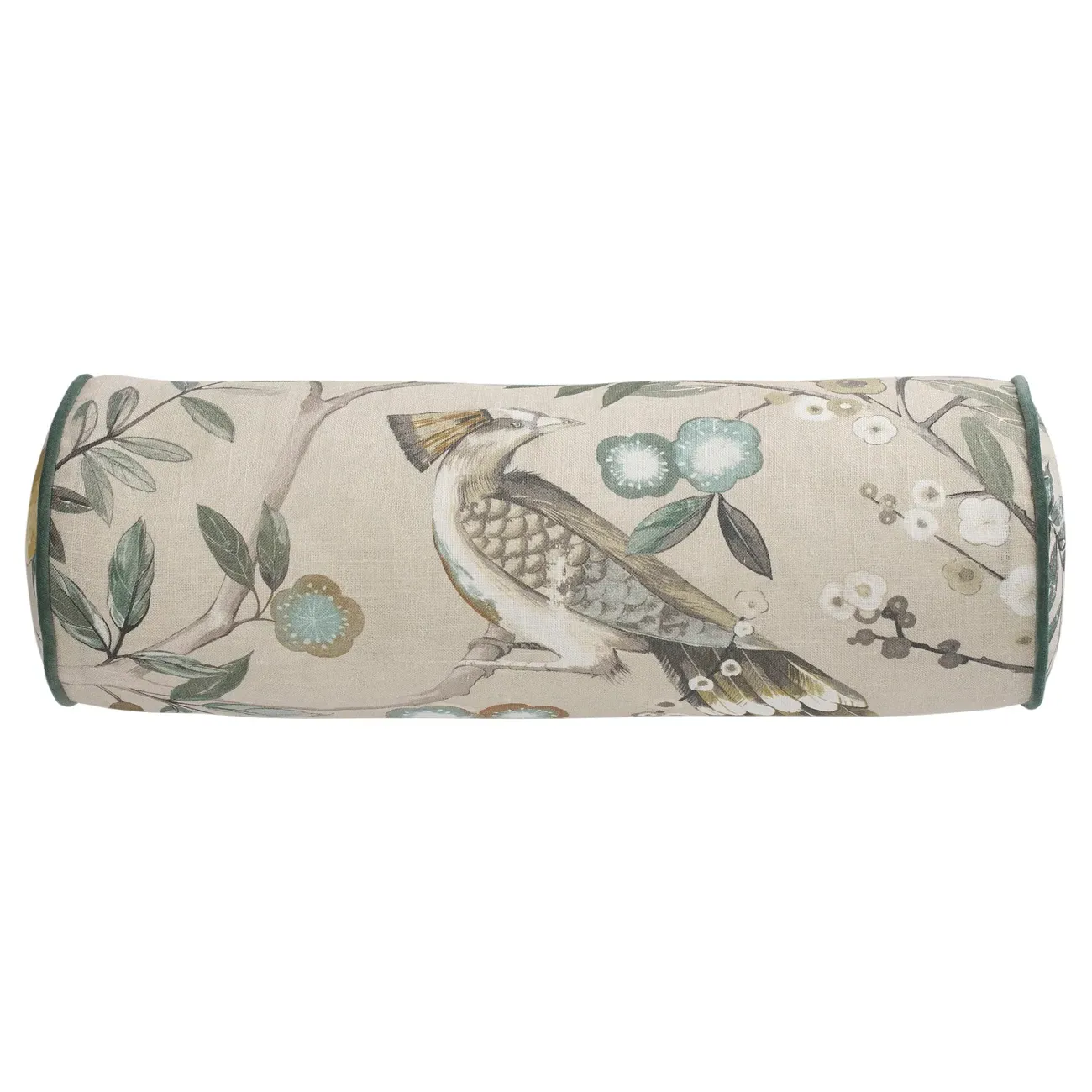 Surrey Natural Bloom Bolster Pillow - Beige, Linen