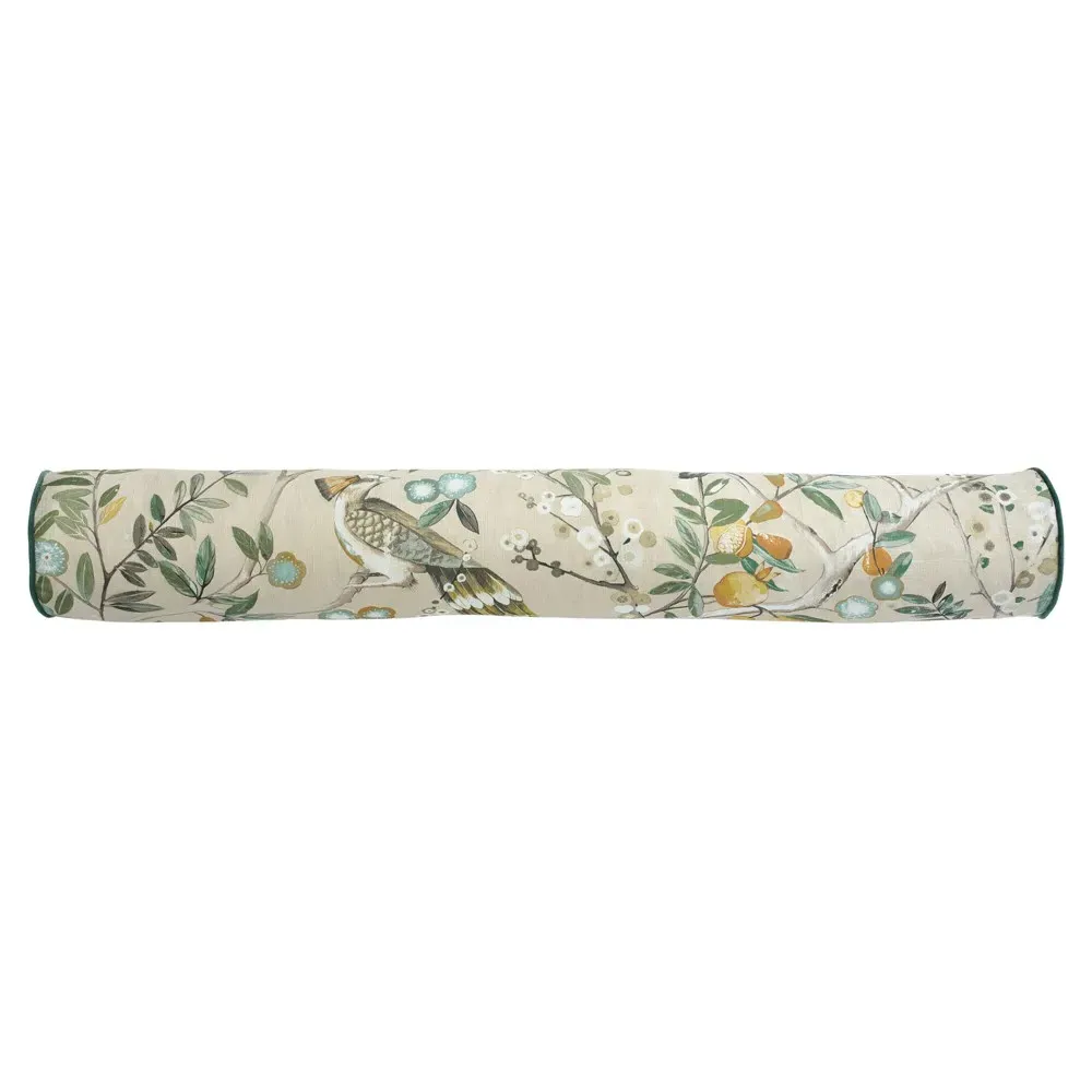 Surrey Natural Bloom Bolster Pillow - Green, Linen