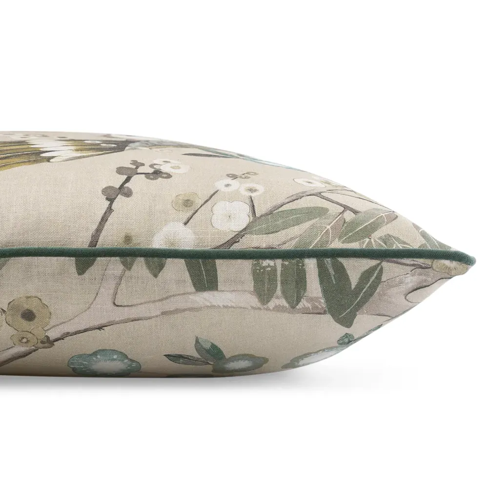 Surrey Natural Bloom Lumbar Pillow - Beige, Linen