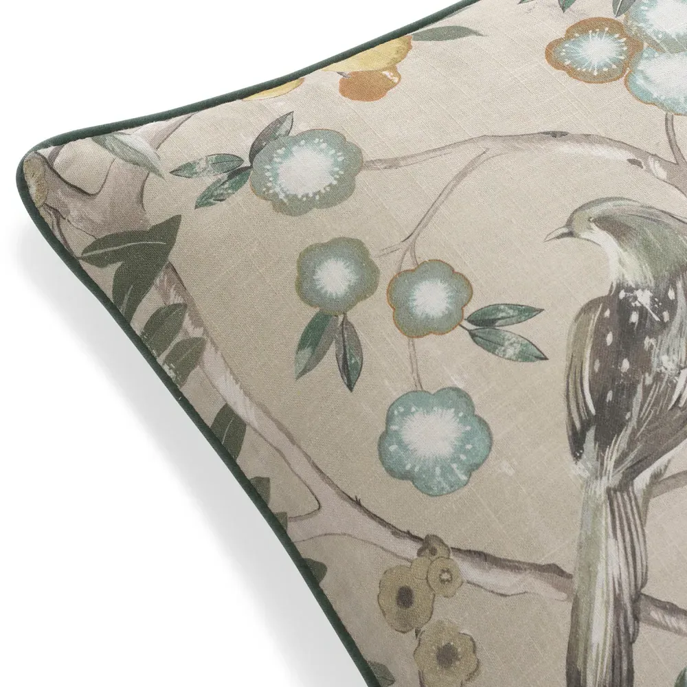 Surrey Natural Bloom Lumbar Pillow - Beige, Linen