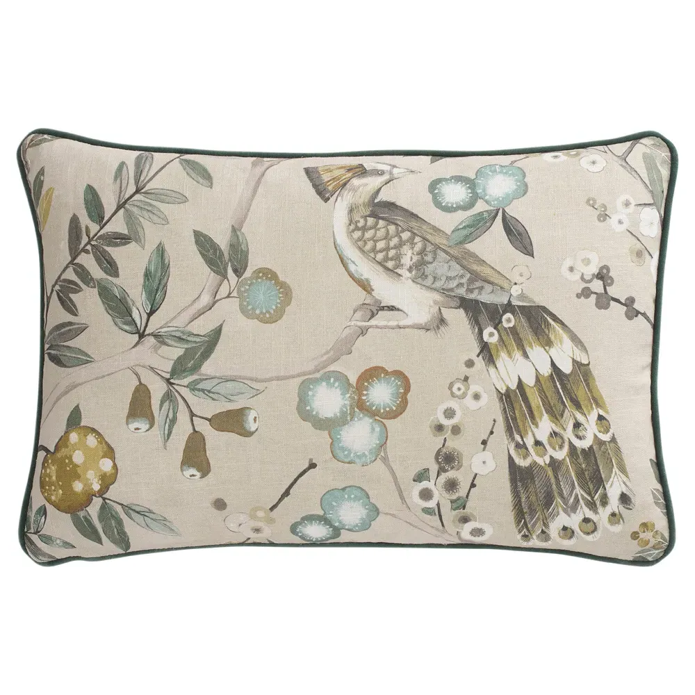 Surrey Natural Bloom Lumbar Pillow - Beige, Linen image