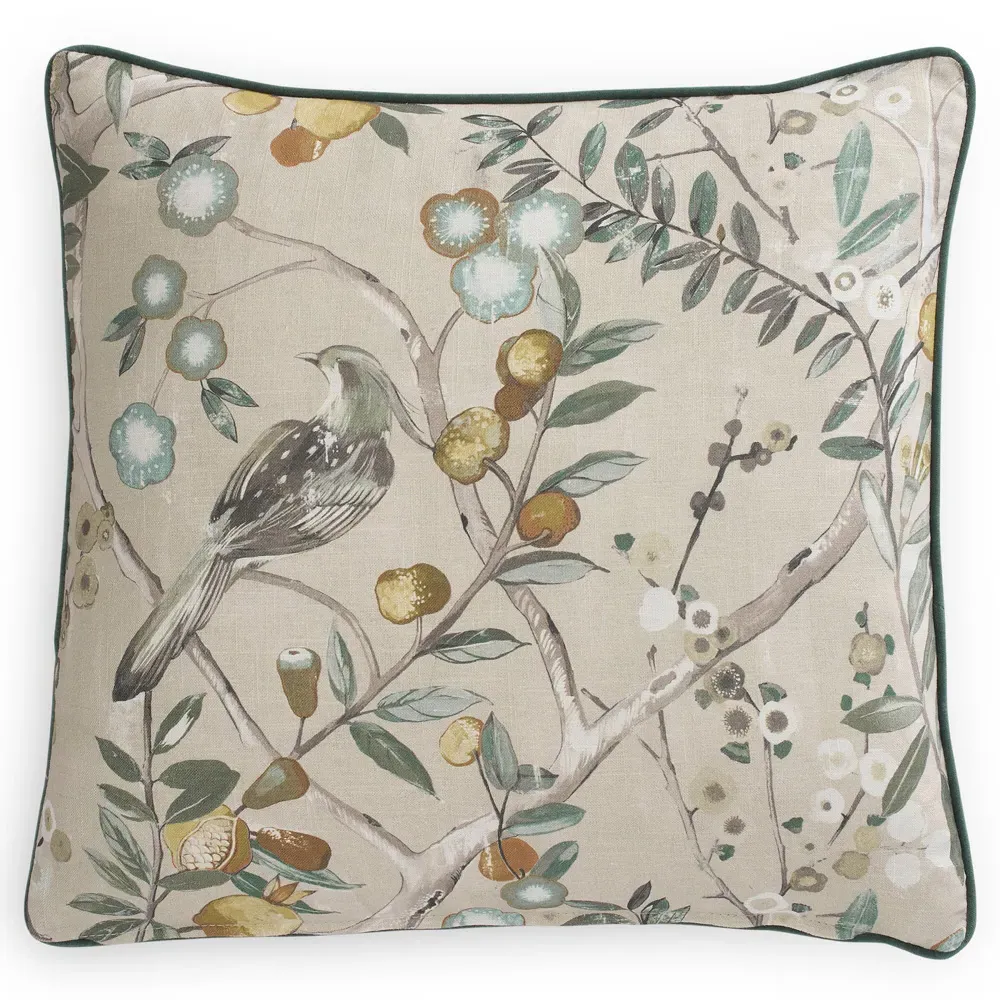 Surrey Natural Bloom Throw Pillow - Beige, Linen