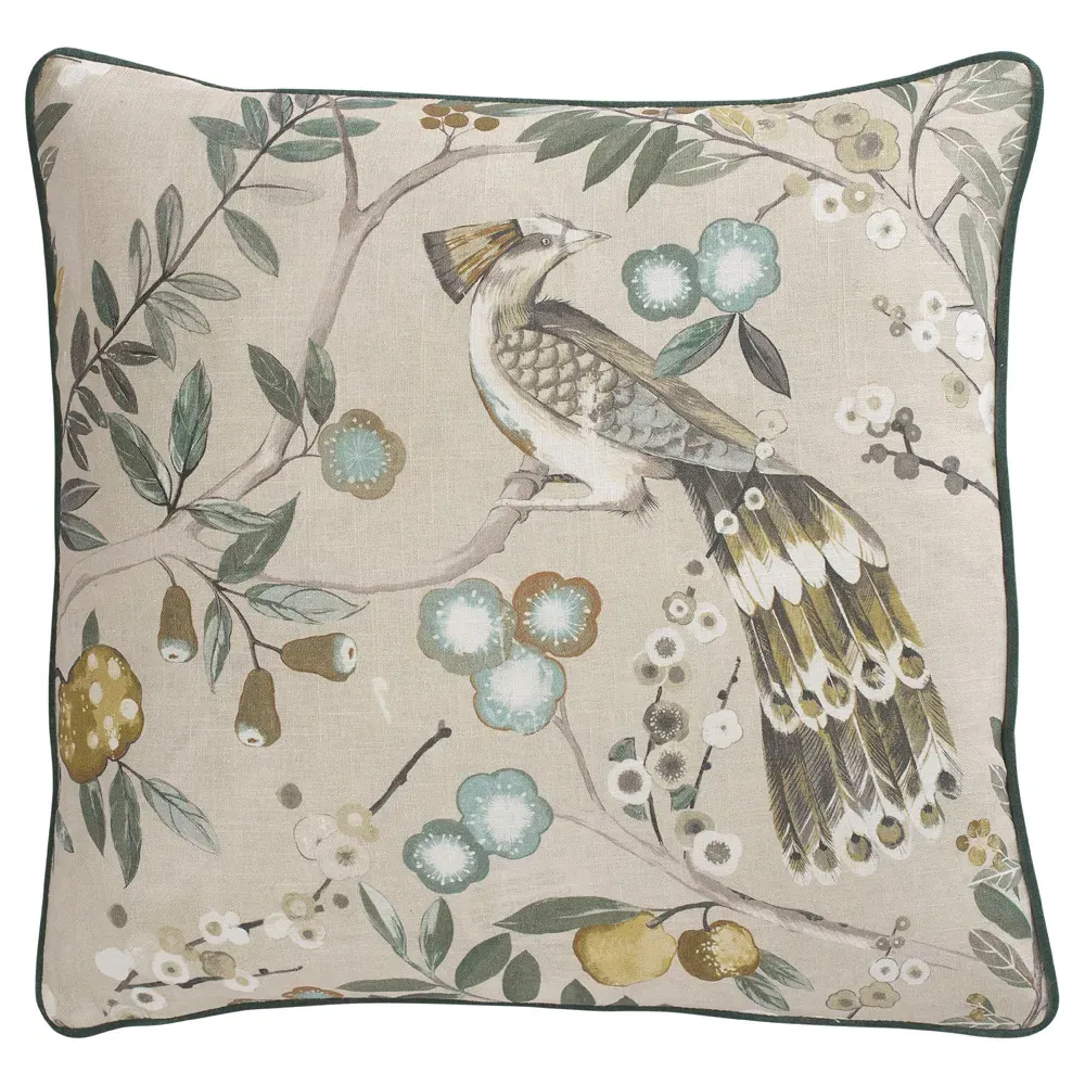 Surrey Natural Bloom Throw Pillow - Beige, Linen