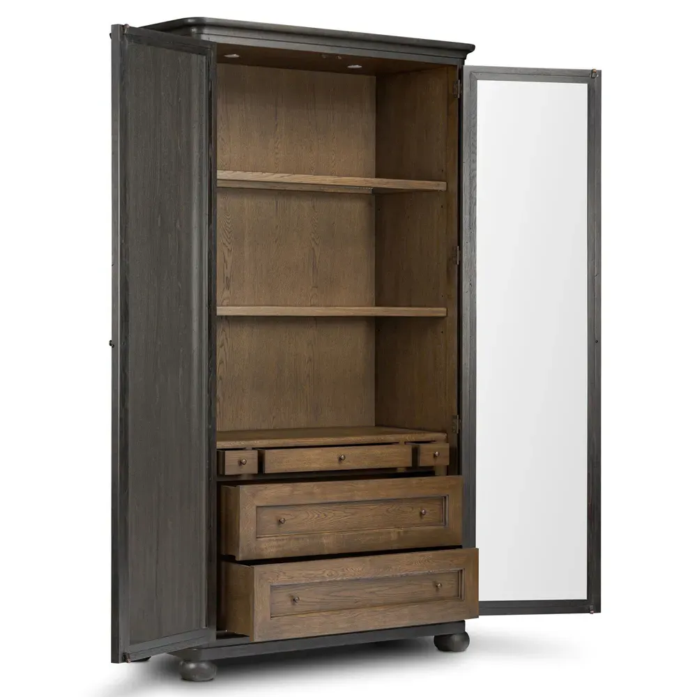 Sussex Cabinet with Storage - Smoked Black, Oak