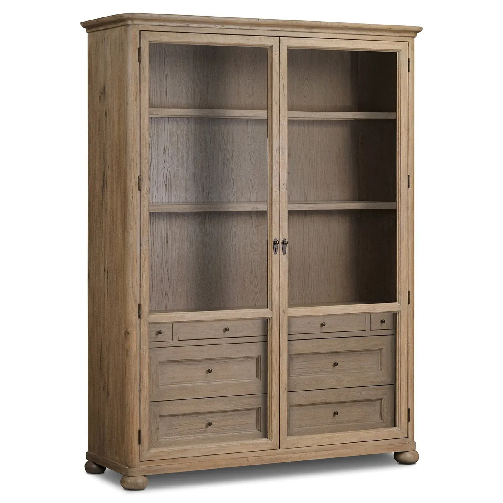 Sussex Wide Cabinet with Glass Doors - Drifted Oak