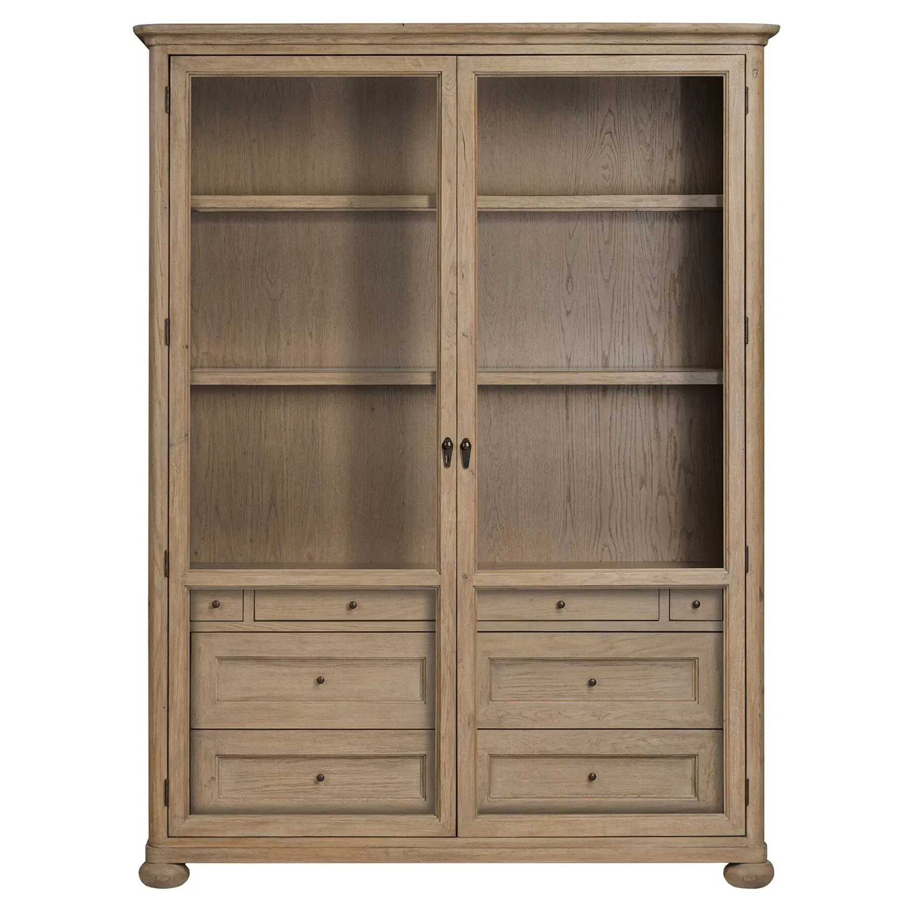 Sussex Wide Cabinet with Glass Doors - Drifted Oak