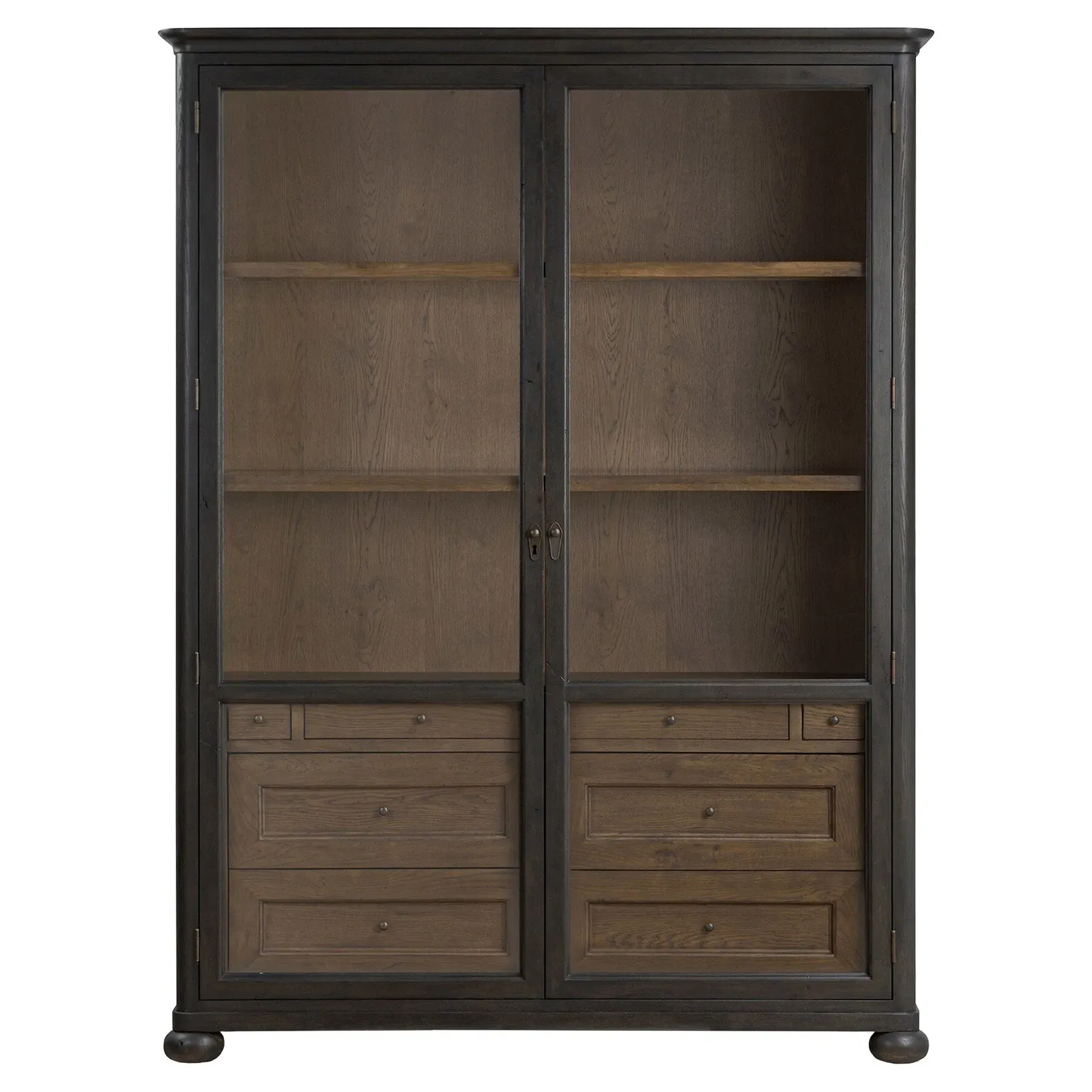 Sussex Wide Cabinet with Storage - Smoked Black, Oak