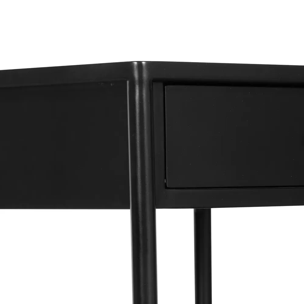 Sutton 1 Drawer End Table with Bronze Hardware - Black, Iron