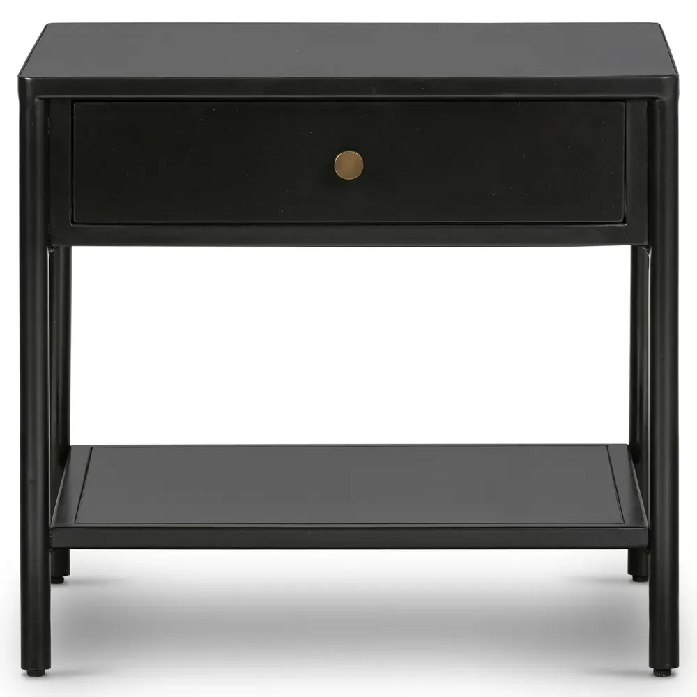 Sutton 1 Drawer End Table with Bronze Hardware - Black, Iron image