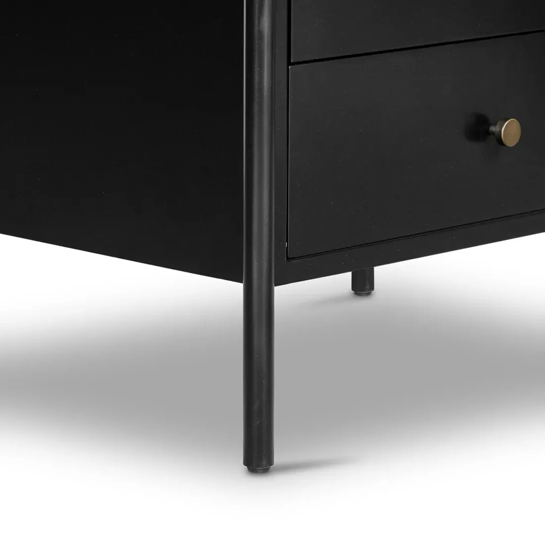 Sutton 3 Drawer Nightstand with Bronze Hardware - Black, Iron