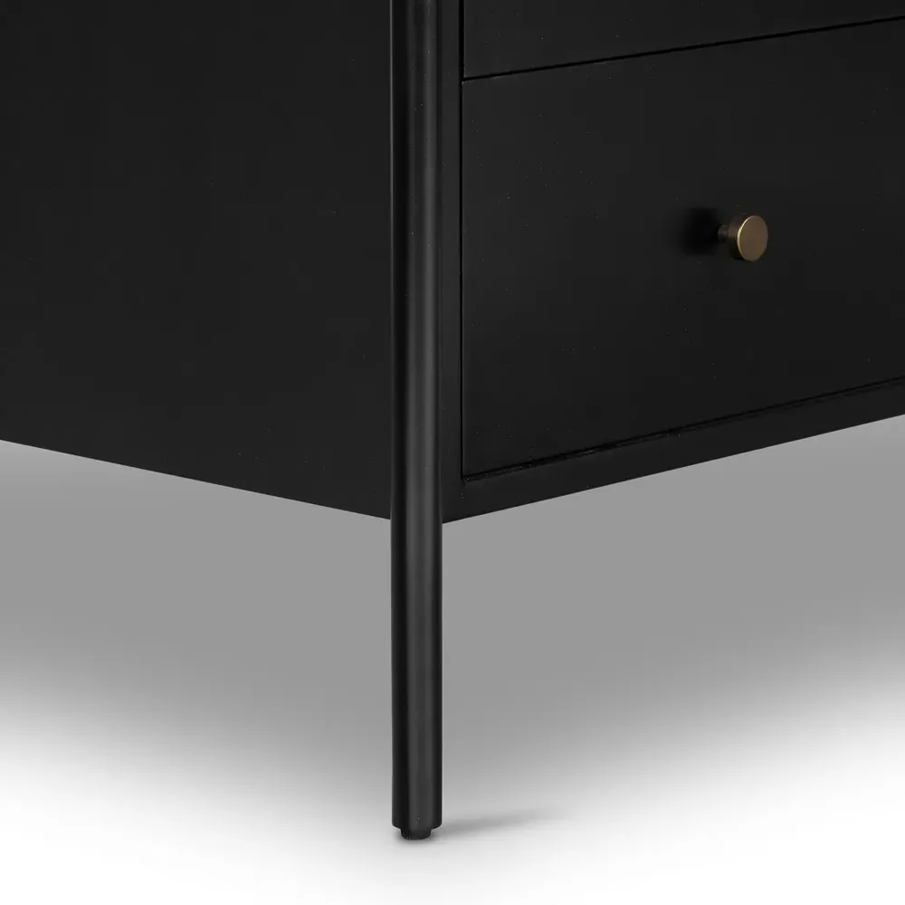 Sutton 5 Drawer Dresser with Bronze Hardware - Black, Iron