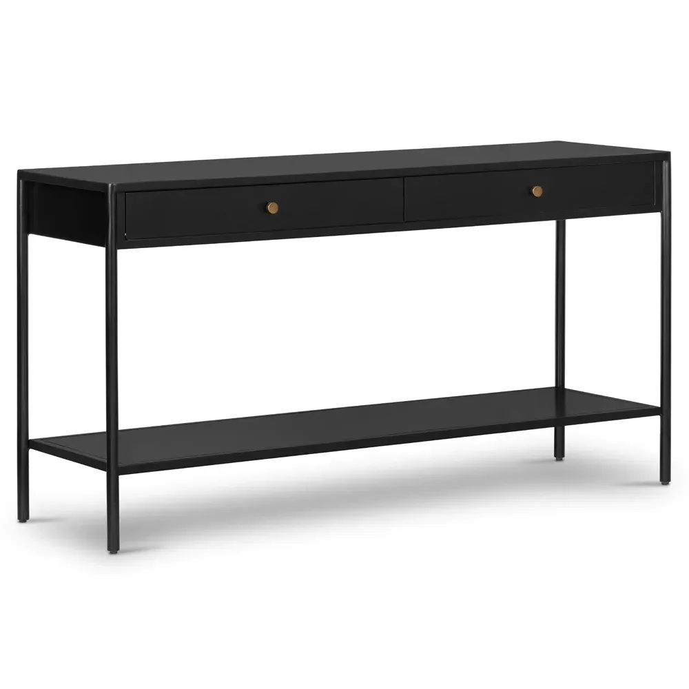 Sutton Console Table with Storage - Black, Iron