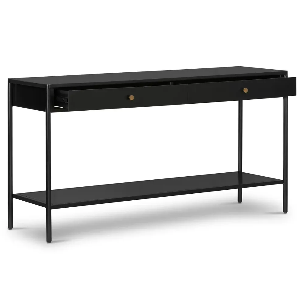 Sutton Console Table with Storage - Black, Iron