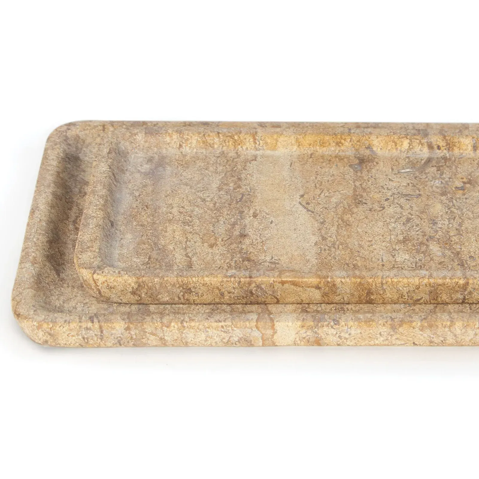 Sutton Decorative Tray Set of 2 - Beige, Marble