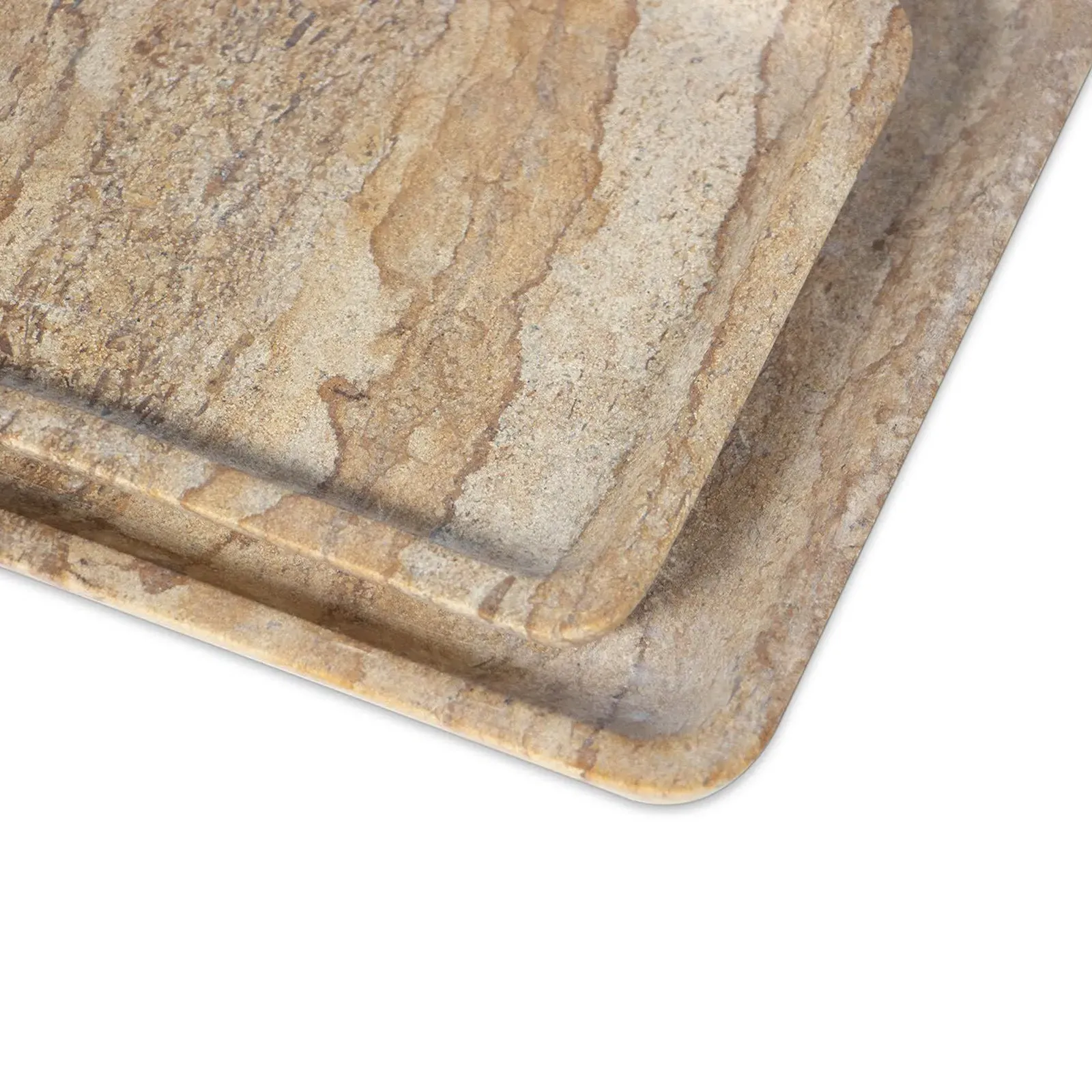 Sutton Decorative Tray Set of 2 - Beige, Marble