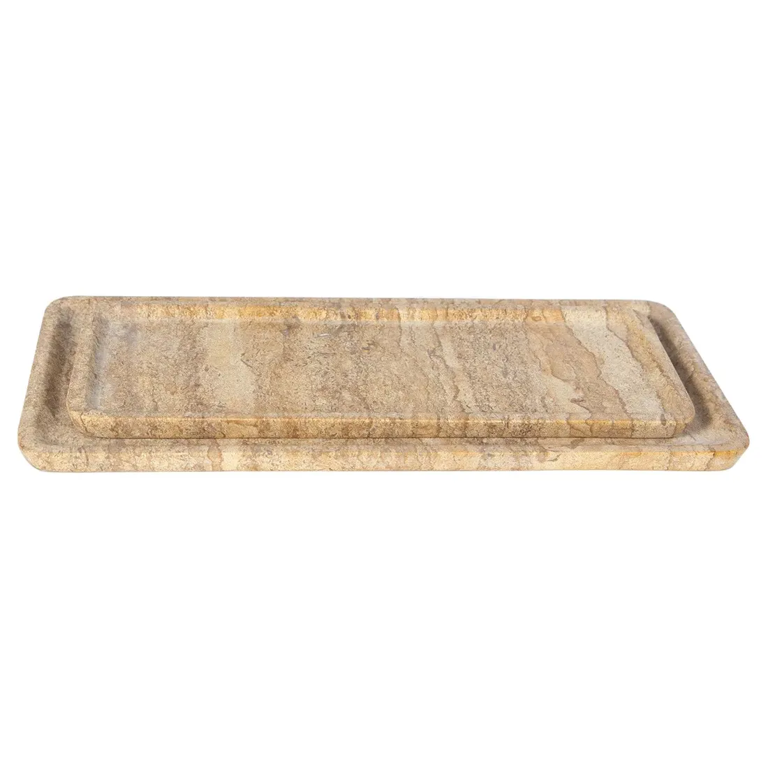 Sutton Decorative Tray Set of 2 - Beige, Marble image
